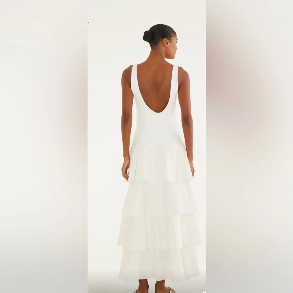 White Tiered Ruffle Dress - Picture 3 of 3